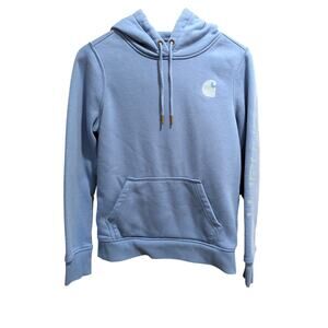 Carhartt Relaxed Fit Logo Sleeve Hoodie Blue XSmall (0-2) Flaw